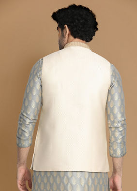 Sea Shell White Self Design Modi Jacket image number 3